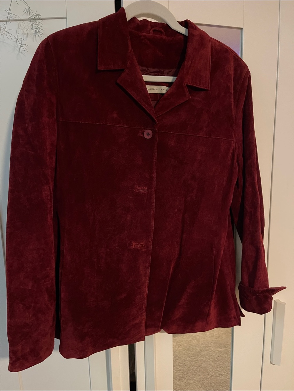 Lord & Taylor Velvet Single-Button Blazer - Deep Burgundy
